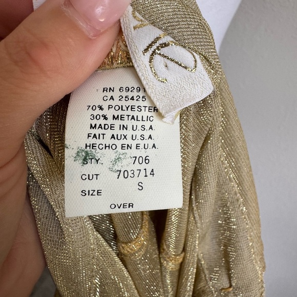 Cache Gold Metallic Sheer Button Down Blouse Womens S Grannycore Vintage - Picture 6 of 6